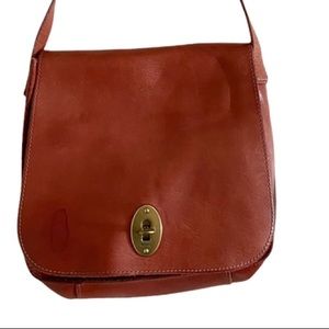 Fossil Leather Flap Maroon Vintage Shoulder Bag Purse